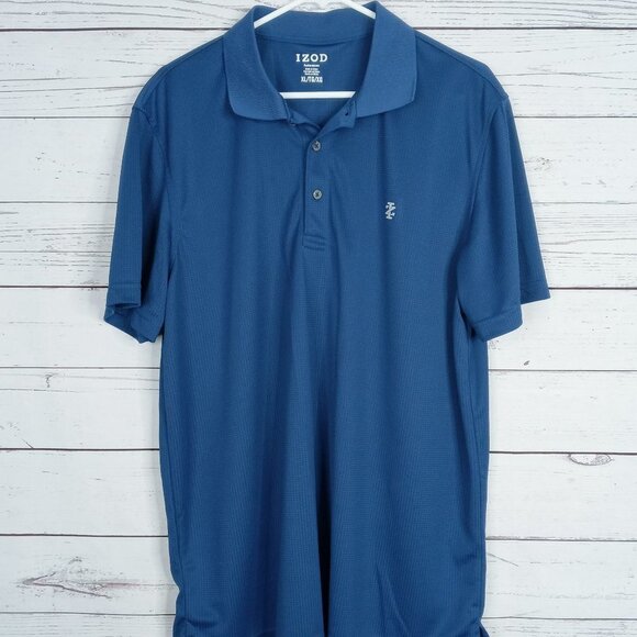 IZOD Performance Men's Golf Polo Shirt Top Blue Size XL Short Sleeve - Picture 1 of 7
